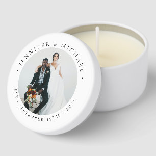 Modern Bride Groom Simple Custom Photo Wedding Mini Candle Favors