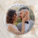 Modern Bride Groom Simple Photo Wedding<br><div class="desc">Add the finishing touch to your wedding with these modern and simple custom photo buttons. Perfect as wedding favors to all your guests . Customize these wedding buttons with your favorite engagement photo, newlywed photo, and personalize with name and date. See our wedding collection for matching wedding favors, newlywed gifts,...</div>
