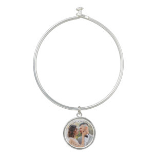 Modern Bride Groom Simple Photo Wedding Bangle Bracelet