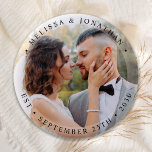 Modern Bride Groom Simple Photo Wedding Button<br><div class="desc">Add the finishing touch to your wedding with these modern and simple custom photo buttons. Perfect as wedding favors to all your guests . Customize these wedding buttons with your favorite engagement photo, newlywed photo, and personalize with name and date. See our wedding collection for matching wedding favors, newlywed gifts,...</div>