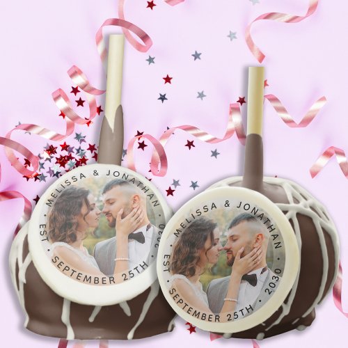 Modern Bride Groom Simple Photo Wedding Cake Pops