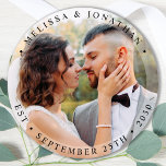Modern Bride Groom Simple Photo Wedding Classic Round Sticker<br><div class="desc">Add the finishing touch to your wedding with these modern and simple custom photo wedding favor stickers. Perfect as wedding favors to all your guests . Customize these wedding stickers with your favorite engagement photo, newlywed photo, and personalize with name and date. See our wedding collection for matching wedding favors,...</div>