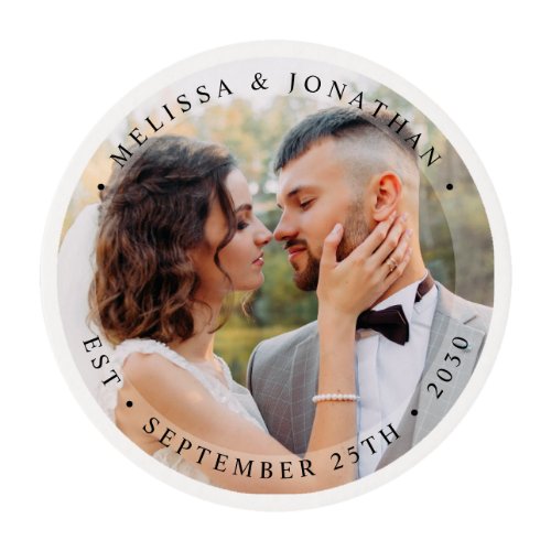 Modern Bride Groom Simple Photo Wedding Edible Frosting Rounds