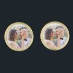 Modern Bride Groom Simple Photo Wedding Gold  Cufflinks<br><div class="desc">Add the finishing touch to your wedding with these modern and simple custom photo cufflinks. Perfect as wedding favors to all your guests . Customize these wedding cufflinks with your favorite engagement photo, newlywed photo, and personalize with name and date. See our wedding collection for matching wedding favors, newlywed gifts,...</div>