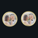 Modern Bride Groom Simple Photo Wedding Gold  Cufflinks<br><div class="desc">Add the finishing touch to your wedding with these modern and simple custom photo cufflinks. Perfect as wedding favors to all your guests . Customize these wedding cufflinks with your favorite engagement photo, newlywed photo, and personalize with name and date. See our wedding collection for matching wedding favors, newlywed gifts,...</div>