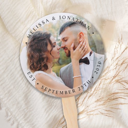 Modern Bride Groom Simple Photo Wedding Hand Fan