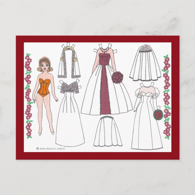 Modern Bride II Paper Doll Postcard (Front)