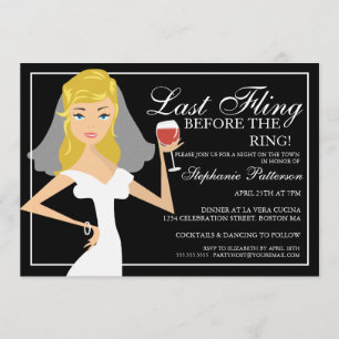 Modern Bride Last Fling Bachelorette Party Invitation