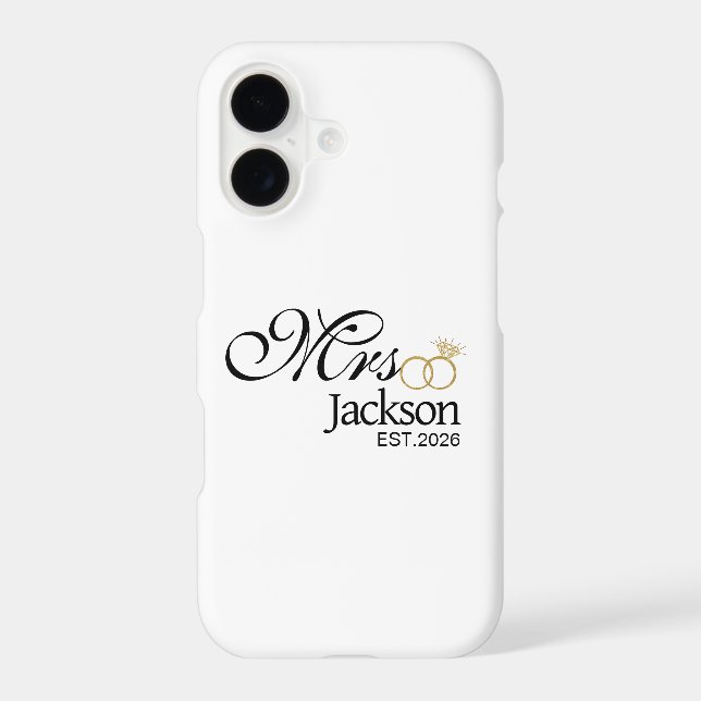 Modern Bride Name Wedding Ring Date Case-Mate iPhone Case (Back)