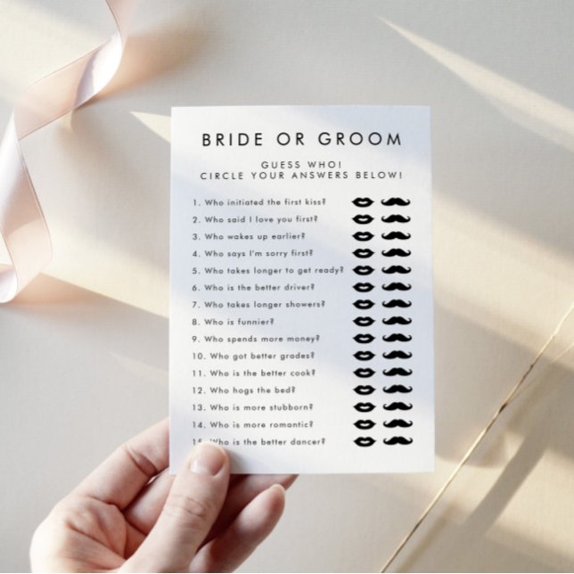 Modern Bride Or Groom Wedding Bridal Shower Game Invitation (Creator Uploaded)