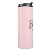 Modern Bride Pink Grey Script Personalized Name Thermal Tumbler (Rotated Left)