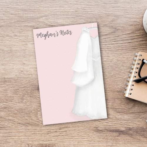 Modern Bride Planner Pink Vintage Wedding Dress Post_it Notes
