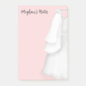 Modern Bride Planner Pink Vintage Wedding Dress Post-it Notes (Front)