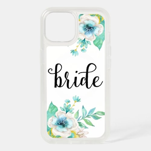 Modern Bride Script Mint Floral iPhone 15 Case