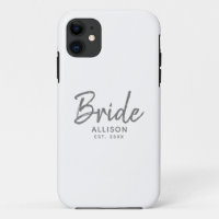 Modern Bride Script White Grey Personalized