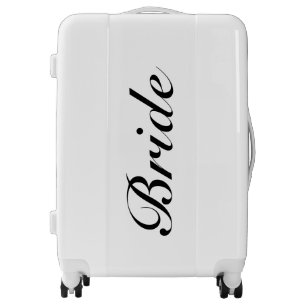 Modern Bride Script White Honeymoon Luggage