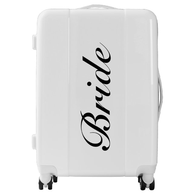 Modern Bride Script White Honeymoon Luggage (Front)