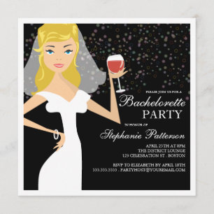 Modern Bride Wine Bachelorette Party Invitation