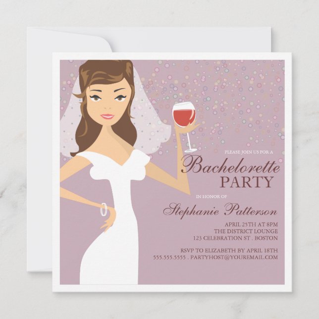 Modern Bride Wine Bachelorette Party Invitation (Front)