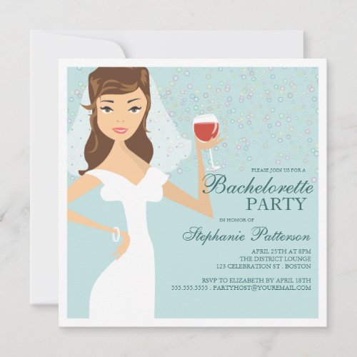 Modern Bride Wine Bachelorette Party Invitation