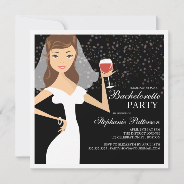 Modern Bride Wine Bachelorette Party Invitation (Front)