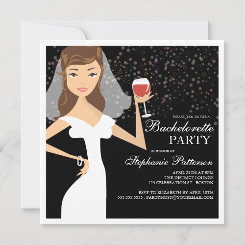 Modern Bride Wine Bachelorette Party Invitation