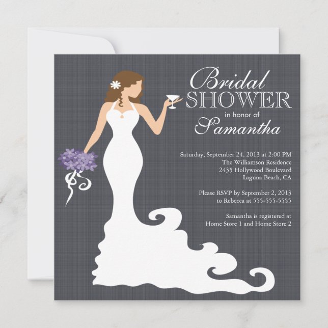 Modern Bride Wine Bridal Shower Invitations (Front)