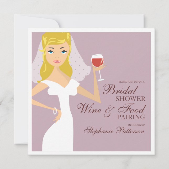 Modern Bride Wine Pairing Bridal Shower Invitation (Front)