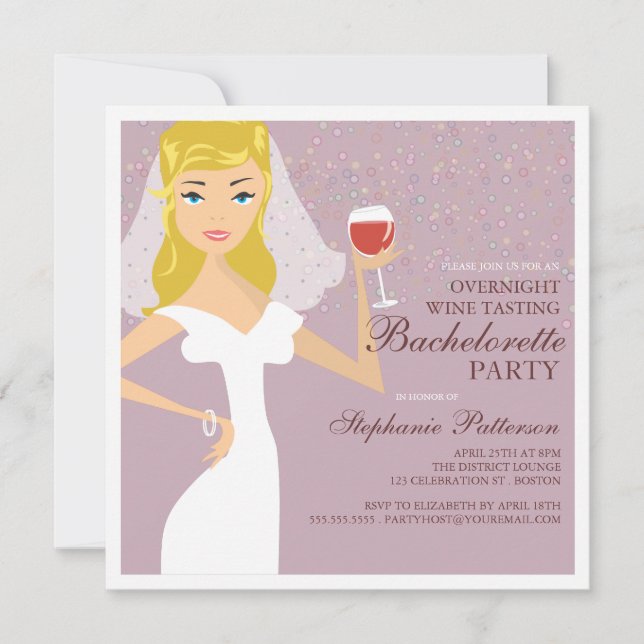 Modern Bride Wine Tasting Bachelorette Party Invitation (Front)