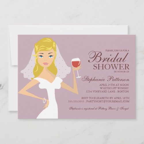 Modern Bride Wine Theme Bridal Shower Invitation