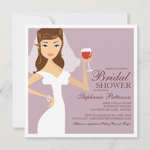 Modern Bride Wine Theme Bridal Shower Invitation