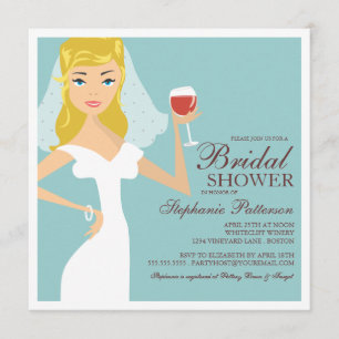 Modern Bride Wine Theme Bridal Shower Invitation