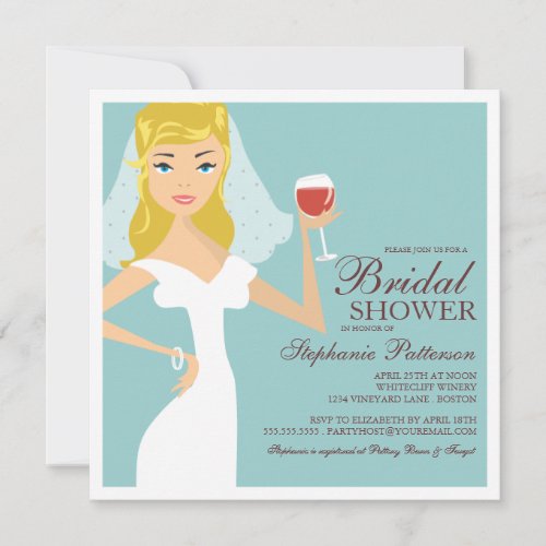 Modern Bride Wine Theme Bridal Shower Invitation