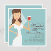 Modern Bride Wine Theme Bridal Shower Invitation (Front/Back)