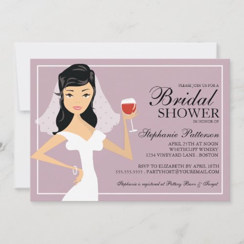 Modern Bride Wine Theme Bridal Shower Invitation 5" X 7" Invitation Card