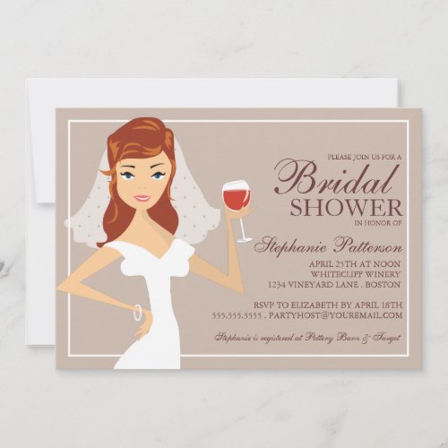 Modern Bride Wine Theme Bridal Shower Invitation