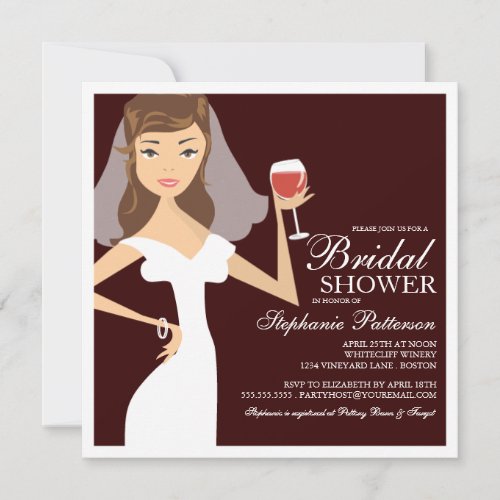 Modern Bride Wine Theme Bridal Shower Invitation