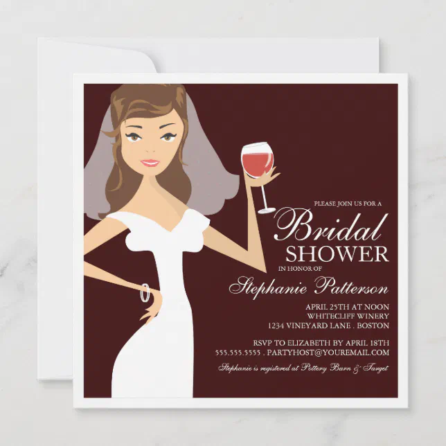 Modern Bride Wine Theme Bridal Shower Invitation | Zazzle