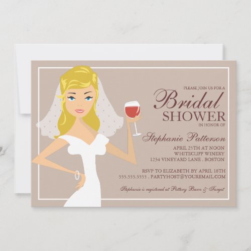 Modern Bride Wine Theme Bridal Shower Invitation