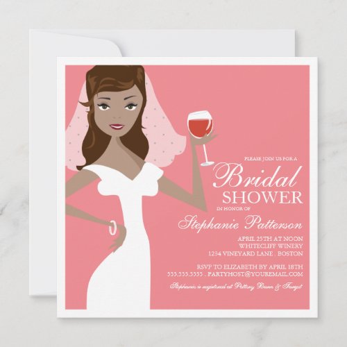 Modern Bride Wine Theme Bridal Shower Invitation