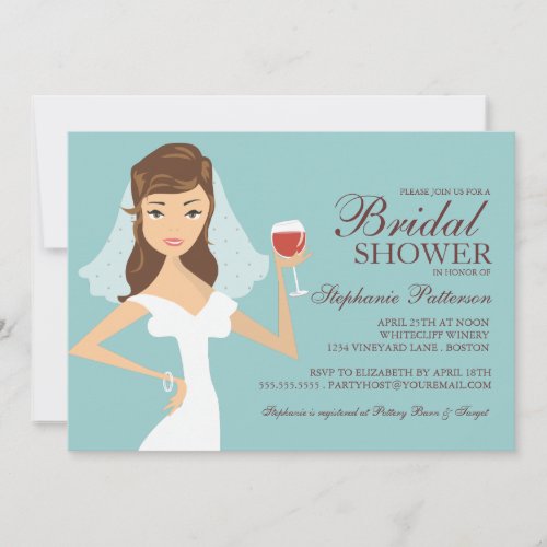 Modern Bride Wine Theme Bridal Shower Invitation 5" X 7" Invitation Card