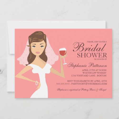 Modern Bride Wine Theme Bridal Shower Invitation