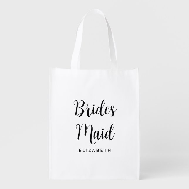 Modern Bridesmaid Bachelorette Template Womens Grocery Bag (Front)
