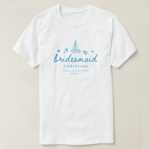 Modern Bridesmaid Blue Script Lake Bachelorette T-Shirt