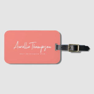 Modern Bridesmaid Bridal Bachelorette Coral Luggage Tag