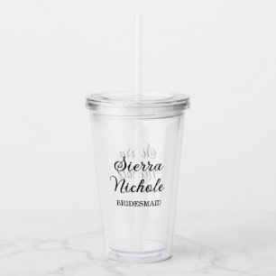 Modern Bridesmaid Bridal Party Gifts Acrylic Tumbler