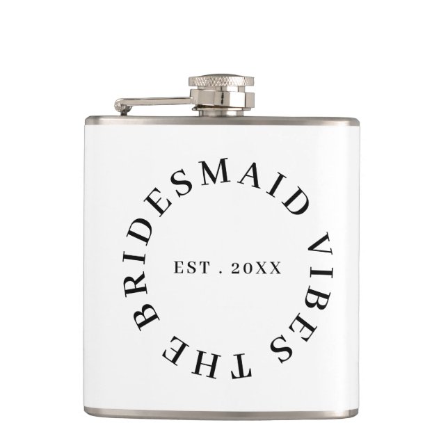 Modern Bridesmaid Club Bachelorette Design Flask (Front)