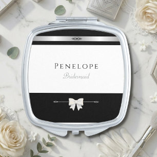 Modern Bridesmaid Gift Luxury Typography Compact Mirror