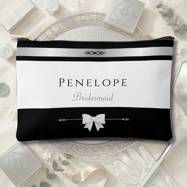 Modern Bridesmaid Gift | Luxury Typography Makeup Accessory Pouch (The perfect "thank you" for your girl squad. Chic, personalized pouches for your Bridesmaids.)