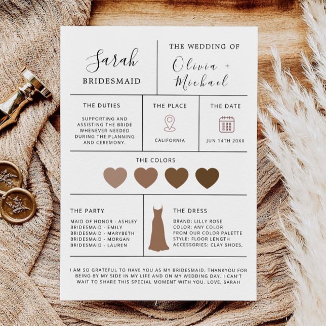Modern Bridesmaid Proposal Info Card, Invitation (Modern Bridesmaid Proposal Info Card, Invitation)